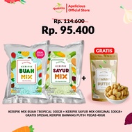 APELICIOUS [FREE GARLIC CHIPS] ORIGINAL VEGETABLE CHIPS MIX + TROPICAL FRUIT CHIPS MIX