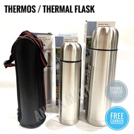 Stainless Steel Thermal Flask/ Thermos Hot & Cold Flask Thermos Bottle Double Wall 【FREE CARRIER BAG