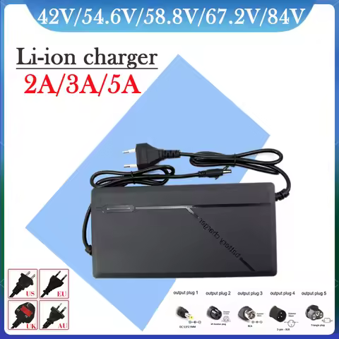36V 48V 60V 72V Charger 2A 3A 5A 10S 13S 16S 20S Lithium Battery Pack US/EU/AU/UK Plug 42V 54.6V 67.