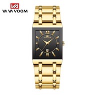 VAVA VOOM Square Mens Steel Belt Business Calendar Quartz Waterproof Watch Cross-border Casual Thin 