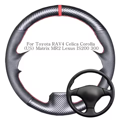 DIY Customized Carbon Fiber Leather Car Steering Wheel Cover For Toyota RAV4 Celica Corolla (US) Mat