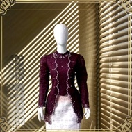 Sequin Kebaya Blouse Set Songket Kebaya Kebaya Songket Klasik Kebaya Batik Kebaya Rich Brown Kebaya 