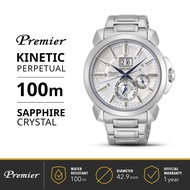 New Jam Tangan Pria Seiko Premier Kinetic Perpetual White Dial