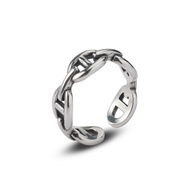 European American Retro Unique Pig Nose Design Ring Fashion Hollow Tail Ring Opening Adjustable Brac
