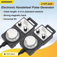 Electronic Handwheel Pulse Generator CNC MPG Pendant 4 Axis 6 Axis 5V Jog Controller with Emergency 