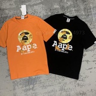 猿人頭（Aape）x Garfield加菲貓聯名 圓形燙金印花半袖T恤 | S-XXL 夏季潮款