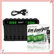 Energizer 1.2V AA / AAA  Rechargeable Batteries And GOX 8 Slots Smart Battery Charger