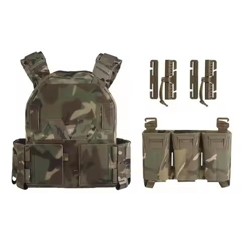 KZ V1 V2 Modular Plate Carrier Vest Built-in 6PCS Side Pouch Come with Rifle 5.56 Submachine 9mm Tri