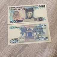 uang kertas lama / kuno 1000 rupiah tahun 1987