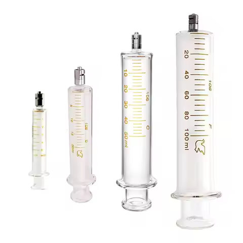 AQUAPURE O3 Resistant 5ml 10ml 20ml 50ml 100ml Ozone Luer Lock Glass Syringe