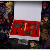 [WONDER-X]  7 Deadly Sins Gift Box Set Keychain Necklace Pendant Anime Nanatsu No Taizai Collectible
