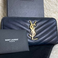 ⁺⊹古董精品⊹⁺┇YSL 黑金長夾錢包皮夾✦