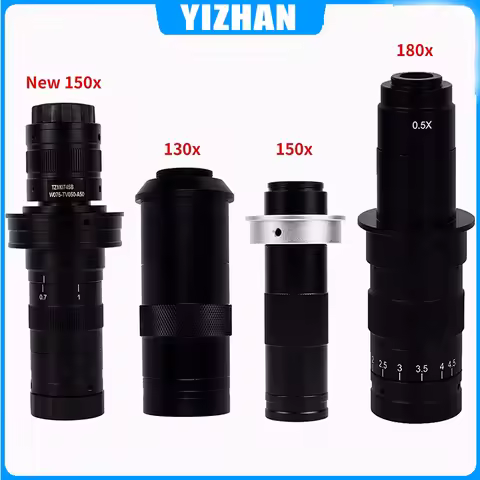 130X 150X 180X Zoom C Mount Lens 0.7X~4.5X Magnification Adjustable For Industry Video Microscope Ca
