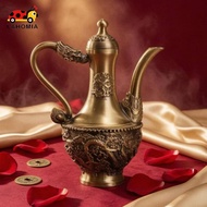 [LAHOMIA] Relief Decoration Brass Wine Pot Handled Dragon Phoenix Wine Pot Embossed Brass Dragon Pho