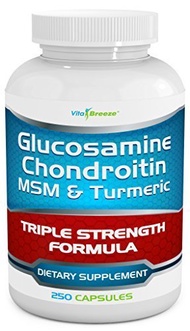VitaBreeze Glucosamine Chondroitin MSM  Turmeric Dietary Supplement - 250 Capsules