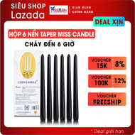 [Hộp 6 nến] Nến thơm taper Miss Candle FTRAMART EDC2331 (Đen) cao 25 cm phù hợp tất cả các chân nến 