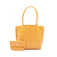 【二手】Goyard GOYARD托特包 Anjou 迷你手拿包 黃/黑/白 PVC塗層帆布 皮革 Ange 迷你 女士 二手 A