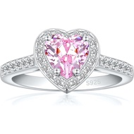 925 Sterling Silver Engagement Ring for Women Heart Gemstone Birthstone Promise Ring for Her Colored