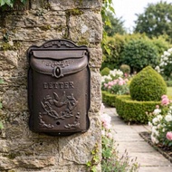 Bothyi Vintage Cast Iron Mailbox European Vintage Mailbox Rustic Finish Ornate Iron