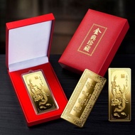 Investment Gold Bar 100g Fortune Gold Bar Collection Commemorative Metal Alloy Gold-Plated Crafts Or