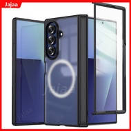 Magnetic Phone Case For Samsung Galaxy Z Fold 7 Fold7 Uilt-in Screen Protector Transparent Hinge Pro