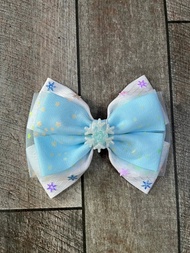 Elsa 公主主題髮飾，單邊蝴蝶結髮夾