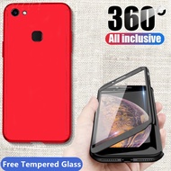 For Vivo V7 1718 5.7 inch Free Tempered Glass 360 Full Coverage Matte Finish Sturdy Hard Acrylic All-around Protection Cell Phone Case