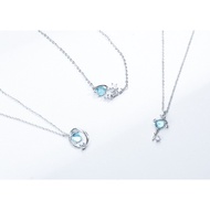 S925 NECKLACE-PLANET-STAR-KEY STYLE PLANET NECKLACE Small Fresh Temperament Aurora Starry Sky Blue G