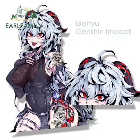 EARLFAMILY Gothic Tattoo Ganyu Fanart Car Sticker Anime Genshin Impact Sketch Waifu Decal JDM Cartoo