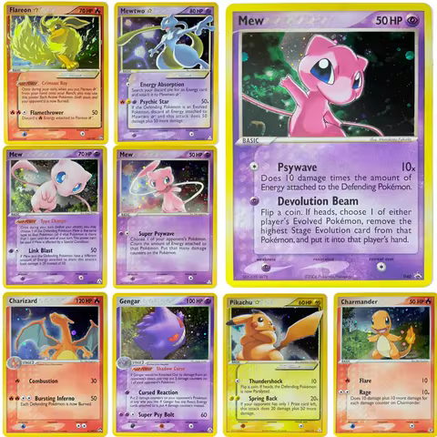 PTCG Proxy Cards(ex) Holographic PKM Pikachu Charizard Snorlax Mewtwo Gengar Mew Jirachi Single Card