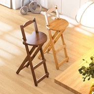 Foldable Bar Stool High Stool Home Cashier Bar Restaurant Chair Living Room Backrest Modern Minimalist Solid Wood