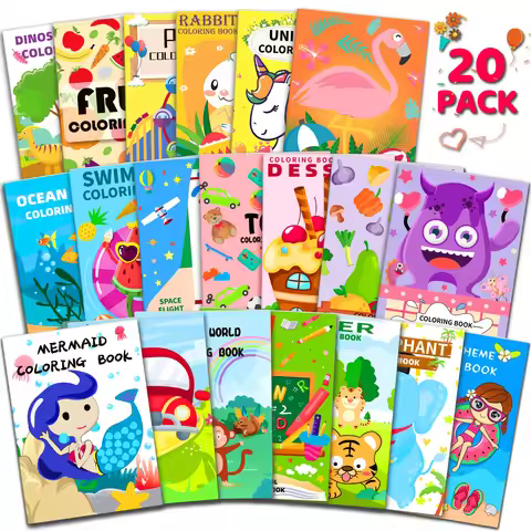 20 Pack Coloring Books for Kids with 20 Stacking Crayons Set Mini Coloring Books Bulk for Kids Ages 