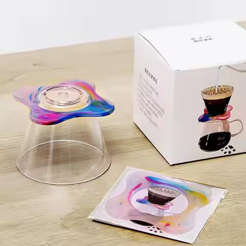 Resin Rainbow Portable Coffee Maker Pour Over Coffee Maker Coffee Dripper Brewer Glass Coffee Pot De