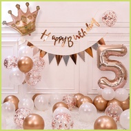︎ 45pcs Happy Birthday Balloon Set Number Crown Foil Balloons 18th 50th 60th Birthday Decoration