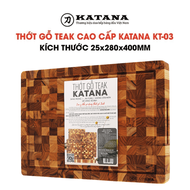Thớt gỗ teak cao cấp KATANA cỡ lớn KT03 - chữ nhật kích thước 25x280x400mm