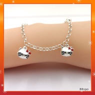 💥PROMO💥#BB190 3D Hello Kitty Charm with Red Enamel Baby Anklet-925 Sterling Silver (Original Silver 