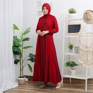 (ZXC) Haliya Tile Dotty Gamis Dress Mosscrepe Mix Tille Dot Maxi Dres Muslim Lebaran Pesta Kondangan