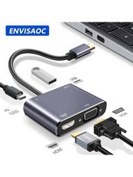 Usb C轉hdmi/vga/type C/usb 3.0 Hub轉換器,適用於macbook、switch、oled、三星、華為、小米手機、筆記本電腦、桌面電腦等裝置