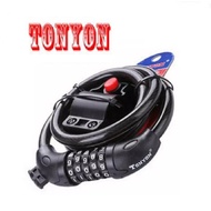 TONYON Bicycle Lock with mounting bracket accessories, 5 Digits Combination Coiling Bike Chain Cable