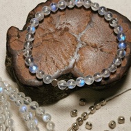 5.8mm玻璃體/印度藍月光石-手珠/手串/手鍊/純銀手工珠