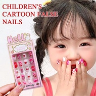 Children's Press On Nails Kids Cartoon Acrylic Fake Nails Tips Kawaii Girl Full Cover B5u4