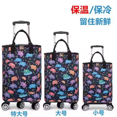 Home Shopping Cart Vegetable Cart, Lightweight Folding Universal Wheel Trailer Insulated Bag Superma