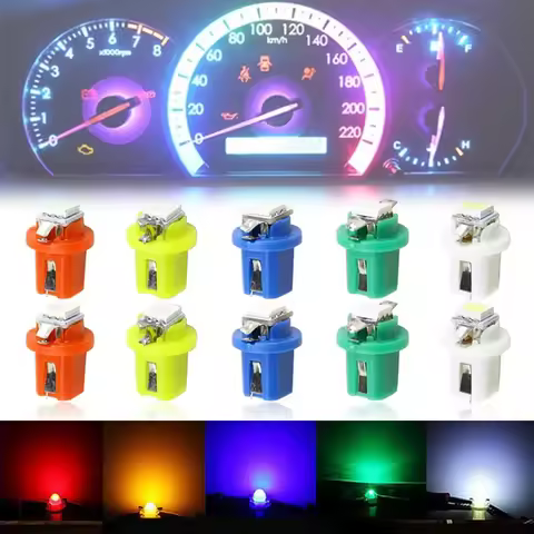 10PCS T5 B8 5D 5050 SMD Car LED Dashboard Side Light 12V Center Console Shifter Lamp A/C Panels Lamp