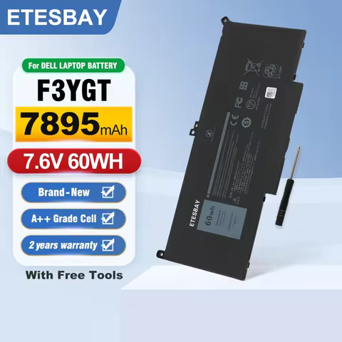 ETESBAY F3YGT 60WH Laptop Battery For Dell Latitude 12 13 14 7280 7290 7380 7390 7480 7490 E7280 E72