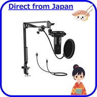 FIFINE USB Condenser Gaming Microphone Set with Microphone Arm and Pop Filter for Streaming, Recordi