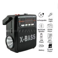 ﹊kuku Rechargeable AM/FM Radio with wireless bluetooth speaker USB/SD Music Player