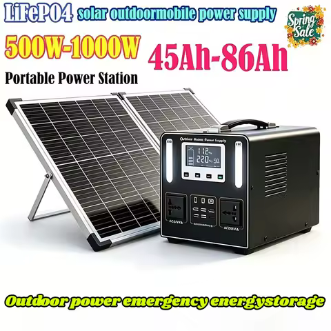 New LiFePO4 220V 500W-1000W Portable Power Station 45AH-85AH Solar Outdoor Mobile Power Supply Home 