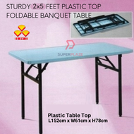 PB825 3V 2x5 Feet Portable Plastic Top Folding Banquet Table Function Event Study Hall Table