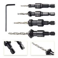 【xk】 4pcs HSS Countersink Drill Bit Set Quick Change Hex Shank Screw 6/10/13/16 Kit