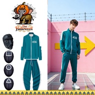 Squid Game for Men Adult Costume-456 Number BlueTracksuit Cosplay Halloween Party Mask Set
